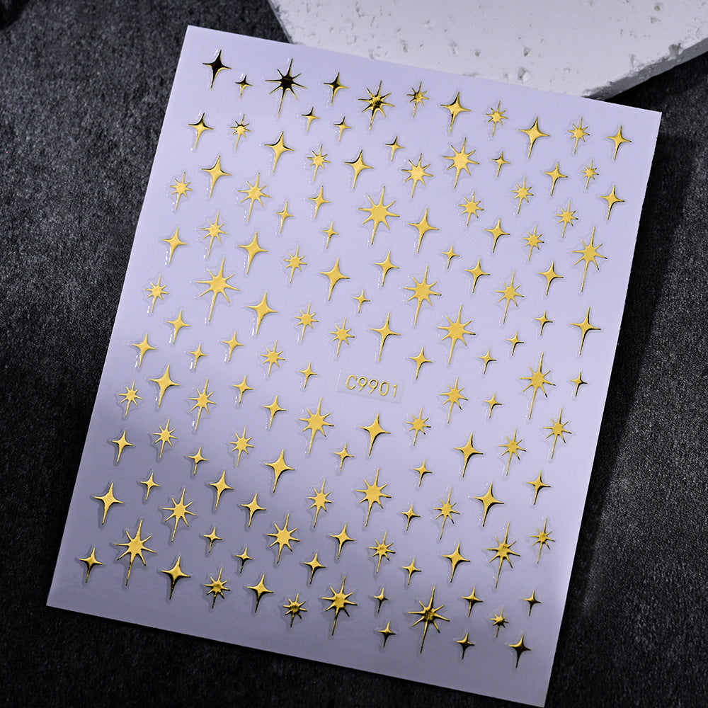 Gold Star Nail Art Dekorationsaufkleber