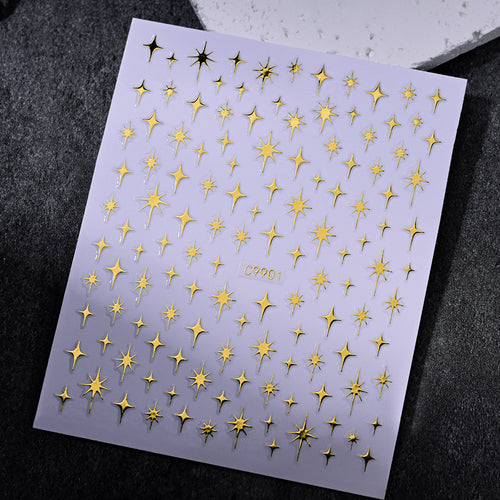 Gold Star Nail Art Dekorationsaufkleber