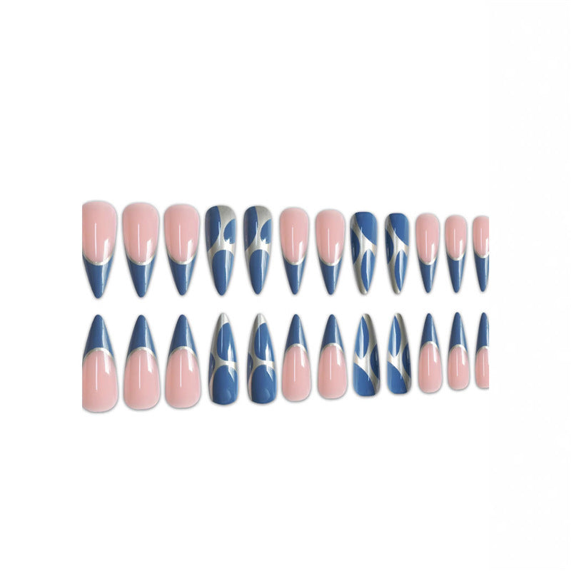 Stiletto Press-On Nagelkunstverlängerungen mit geometrischem Design Karnz