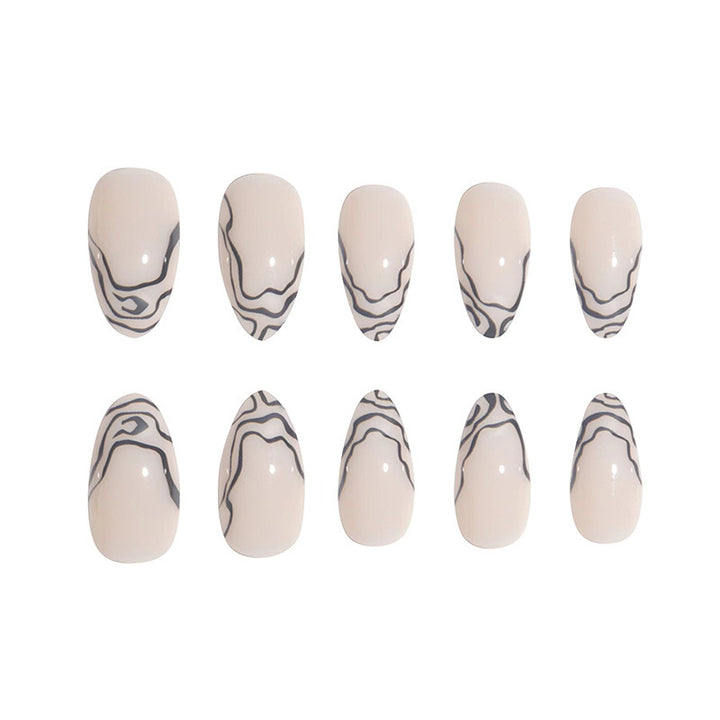 Elegantes Stiletto Press-On Nagelset mit Marmor-Details Karnz