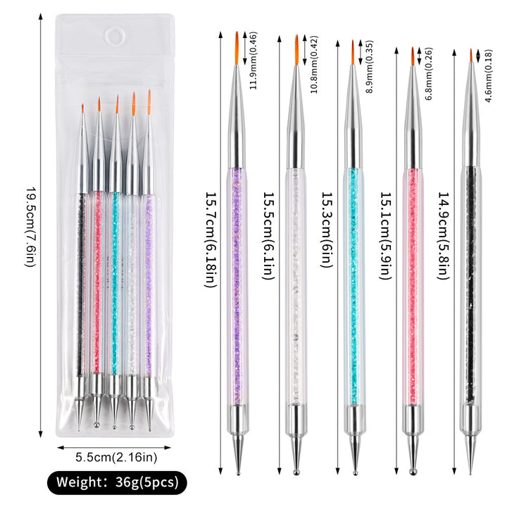 Crystal-handled Nail Art Detail Pinsel Set Karnz