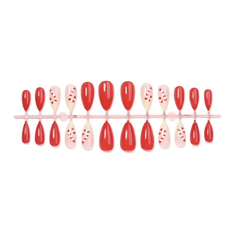 Saisonales Press-On-Nagelkunst-Set mit Zuckerstange und glanzendem Finish Karnz