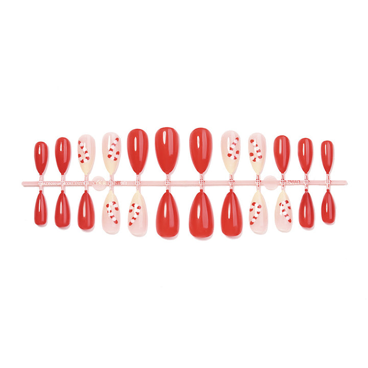 Saisonales Press-On-Nagelkunst-Set mit Zuckerstange und glanzendem Finish Karnz