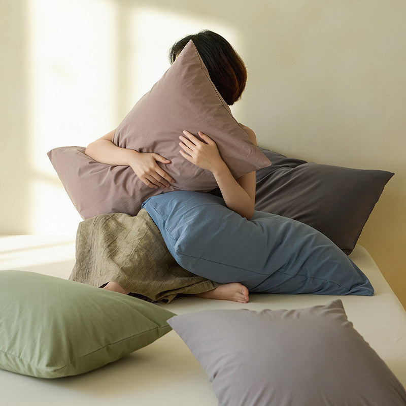 Baumwollsatin Tief-Fit Kissenbezug und Spannbettlaken Set