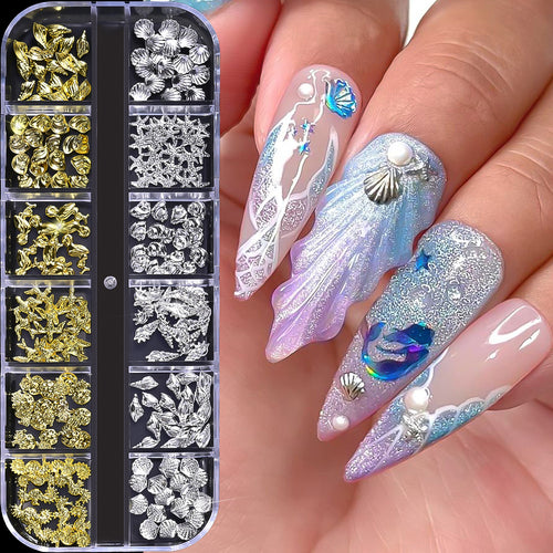 3D vom Meer inspirierte Nagelkunst Charms