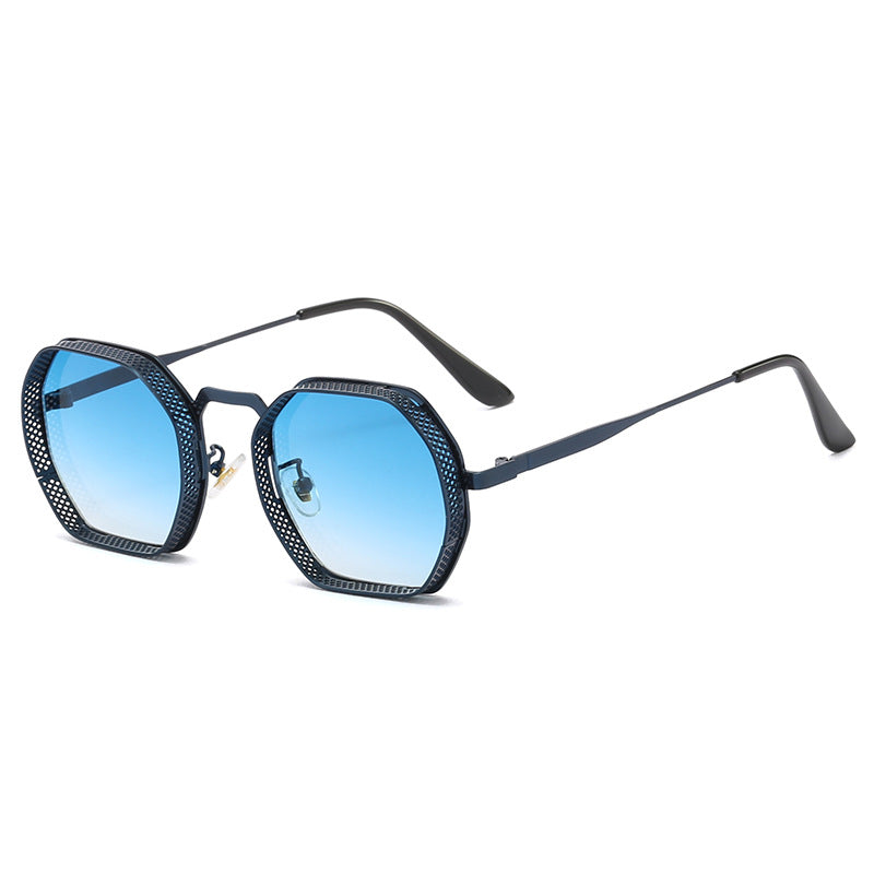 Damen Sonnenbrille mit einzigartigem oktagonalem Metallrahmen Karnz