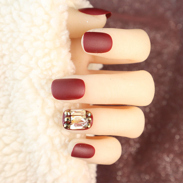 Premium Matte Press-On Nagelset mit Kristallakzenten Karnz