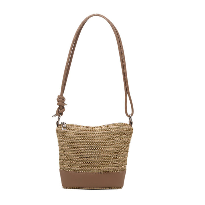 Woven Straw und Leder Umhängetasche Karnz