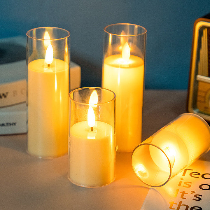 LED flammenlose Säulenkerzen-Set mit klaren Glaszylinder-Votivkerzen Karnz