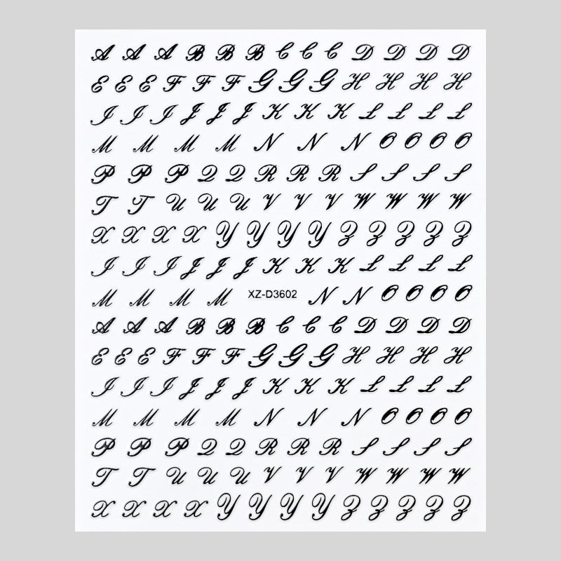 Dekorative Alphabet Nagelkunst Aufkleber