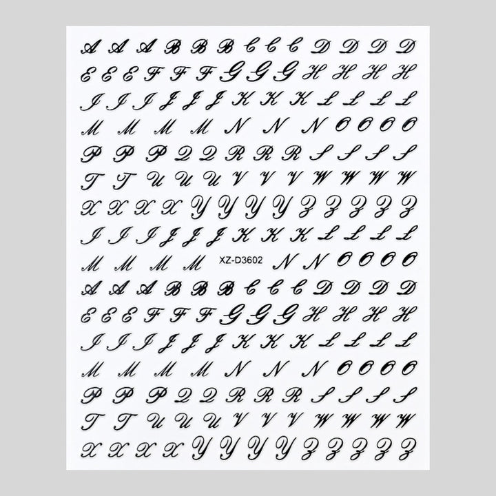 Dekorative Alphabet Nagelkunst Aufkleber