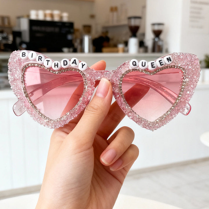 Rhinestone-beschmückte Herz-Sonnenbrille Karnz