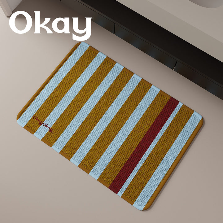 Striped Reversible Microfiber Memory-Foam Entrance and Bath Mat