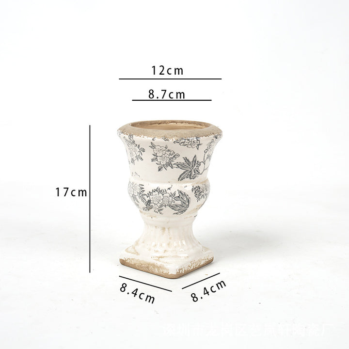 Florale Keramik Pflanzgefäß Karnz