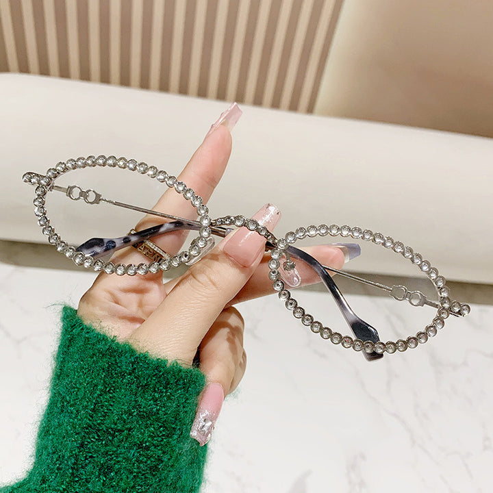Damen Designer-Brillengestell mit extravagantem Perlenrahmen Karnz