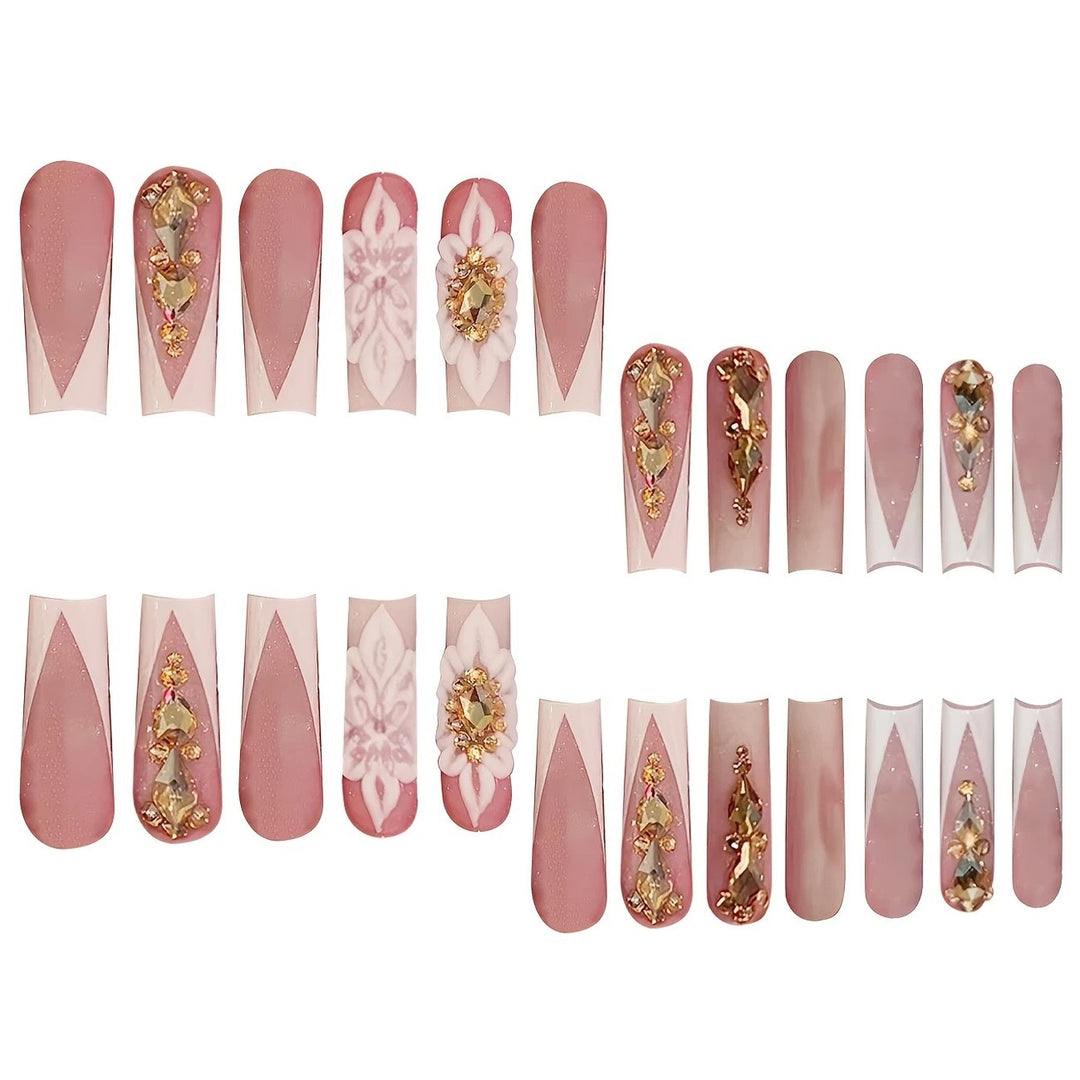 Luxuriöse 3D Kristall-verzierte Nagelverlängerungen Karnz