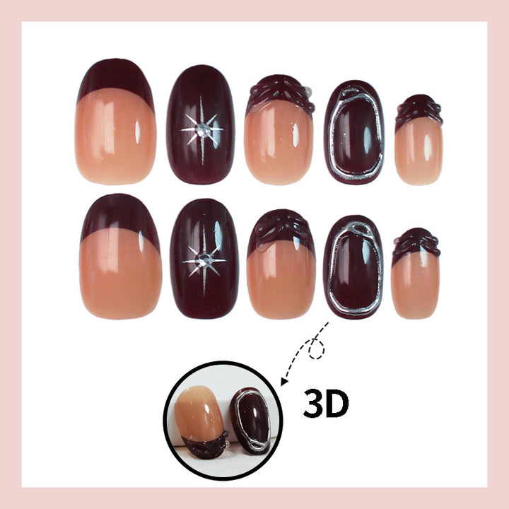 Kunstnagelset mit eleganten Farbverlauf und zarten Verzierungen Karnz