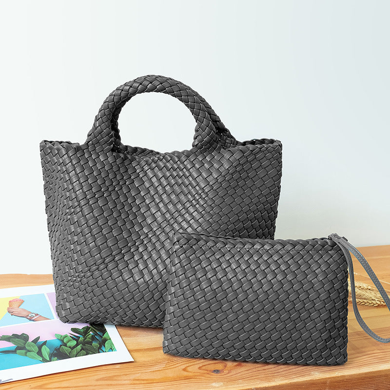 Elegante Geflochtene Handtasche mit Abnehmbarer Clutch Karnz