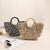 Damen Trendige Bast-Handtasche mit rundem Griff Karnz