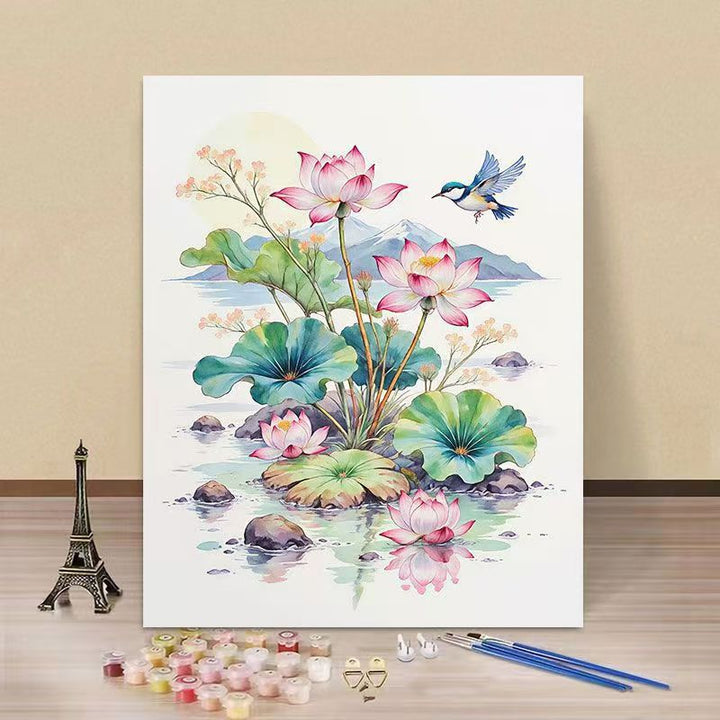DIY Wasserlilie und Eisvogel Malen nach Zahlen Kunstset Karnz