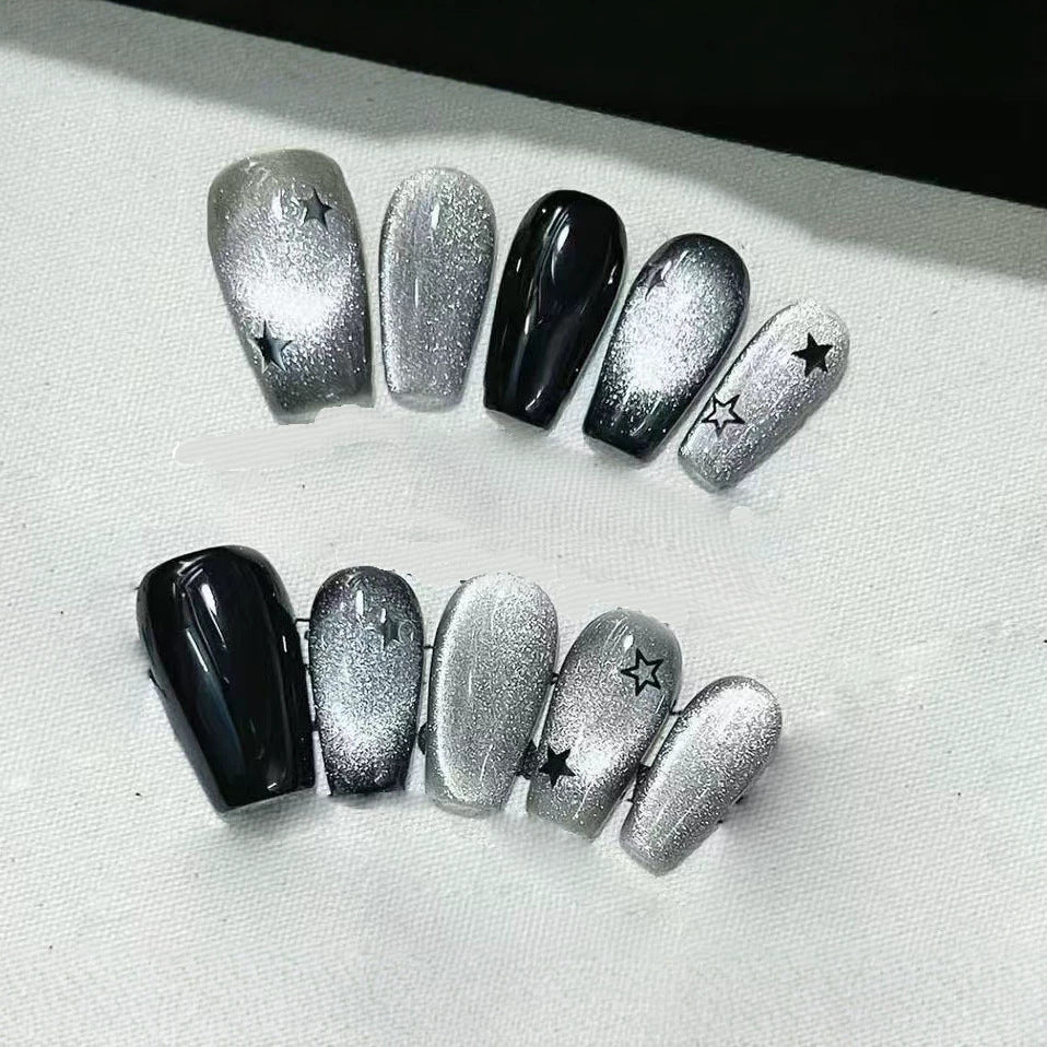 Glitzerndes Sternmuster Press-On Nagelkunstset Karnz