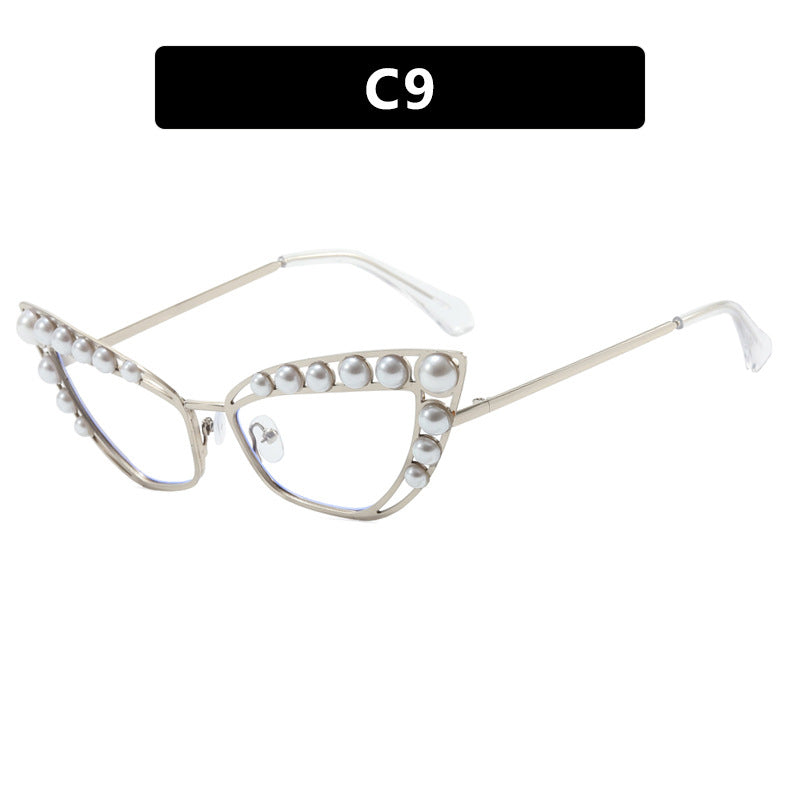 Damen Cat-Eye Sonnenbrille mit exklusivem Perlenspitzen-Rahmen Karnz