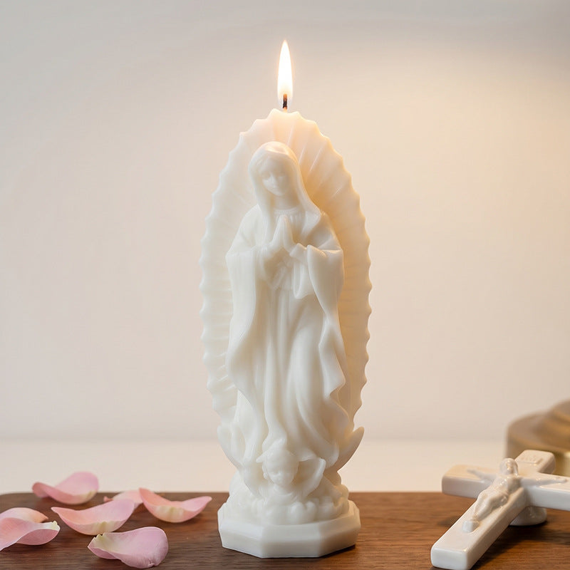 Handgegossene Skulpturierte Marianische Andacht Kerze
