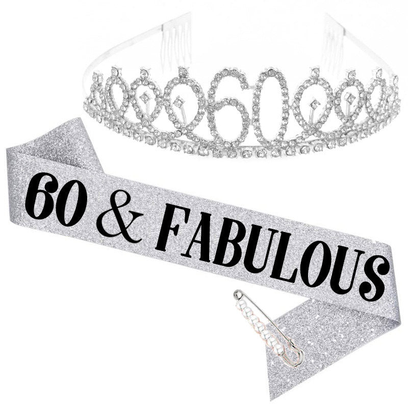 Damen Kristallgeburststags-Tiara und Schärpe-Set Karnz