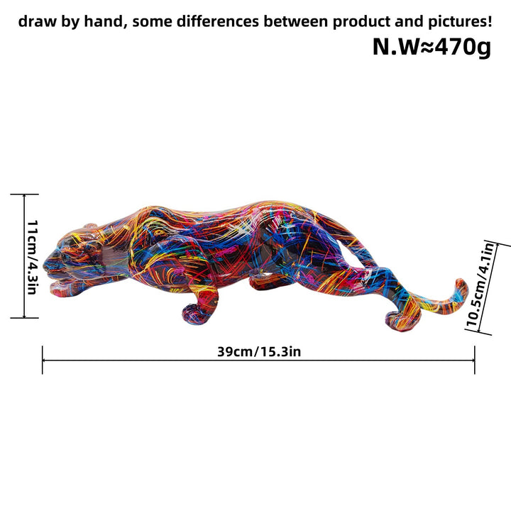 Kunstvolle und bunte Tierfigur in Pantherform Karnz