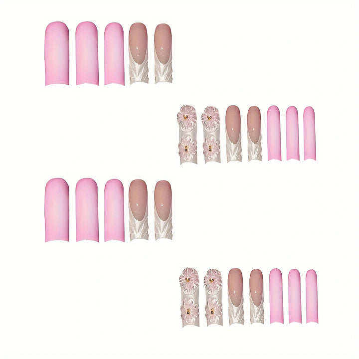 Künstlerische florale Press-On-Nagelerweiterungen Karnz
