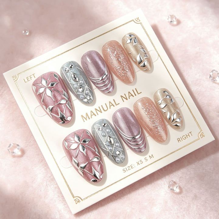 Künstlerisches verziertes Press-On-Nagelset