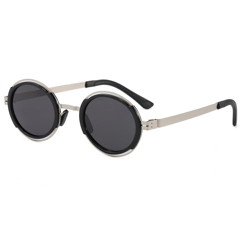 Damen modische runde Sonnenbrille mit elegantem Metallrahmen Karnz