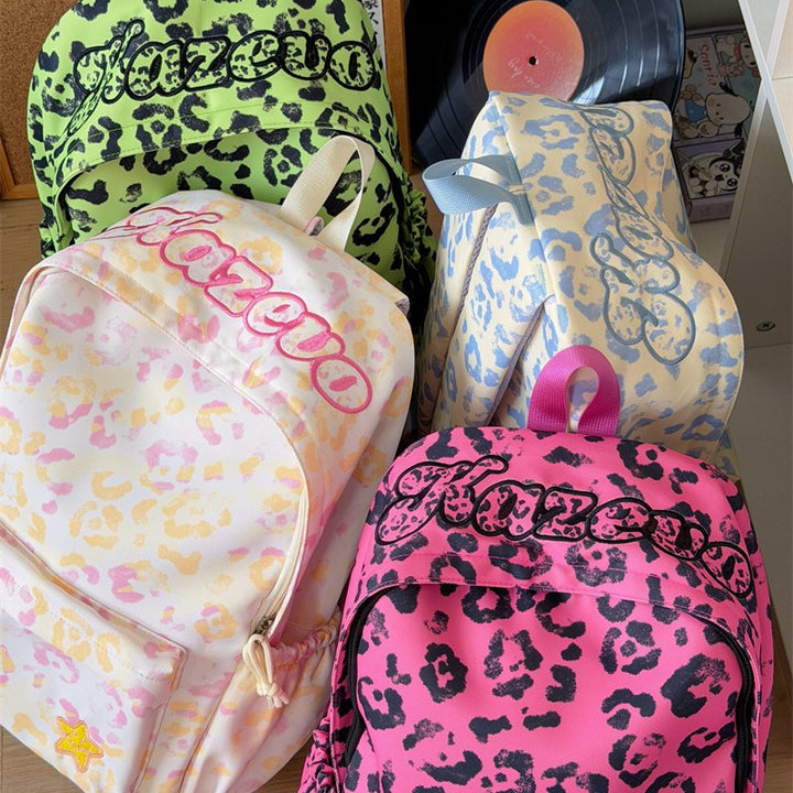 Mode-Bewusster Leoparden-Print Rucksack Karnz