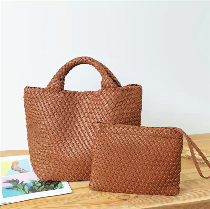 Elegante Geflochtene Handtasche mit Abnehmbarer Clutch Karnz