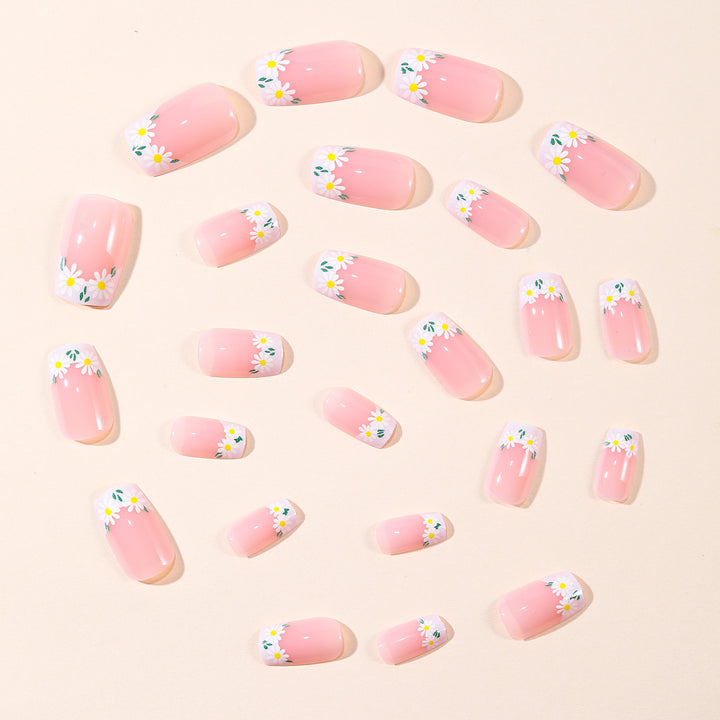 Florales French Tip Nagelkunst-Set Karnz
