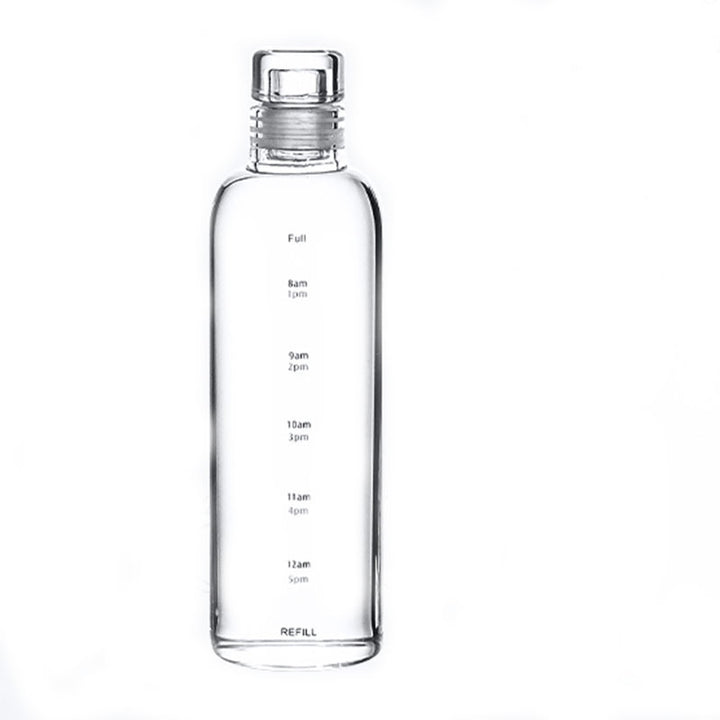 Damen transparente Motiv-Trinkflasche mit Zeitmarkierungen Karnz