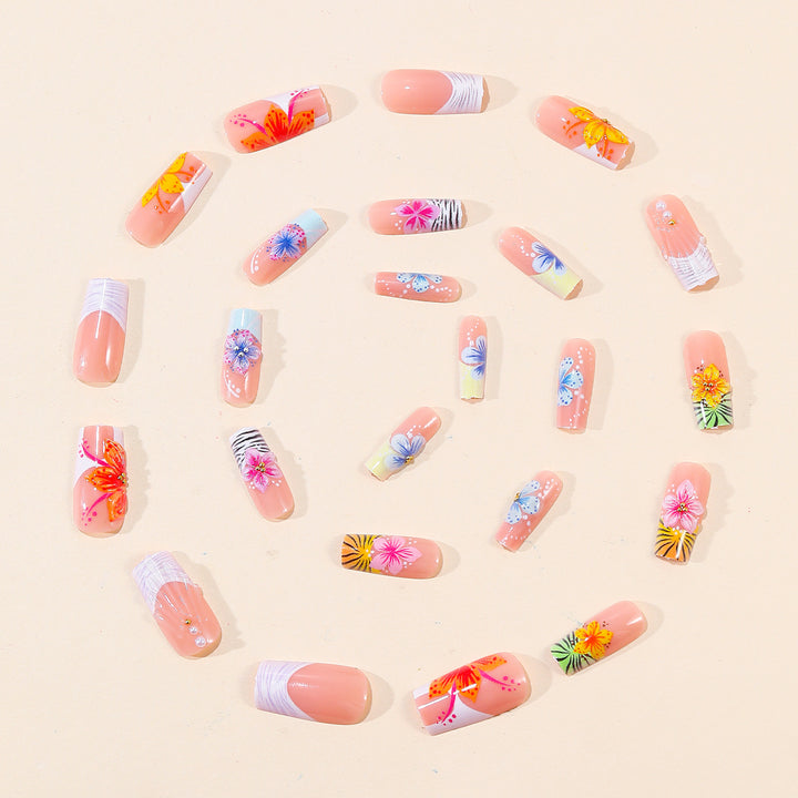 Tropische Florale Acryl Nagelkunst Erweiterungen Karnz