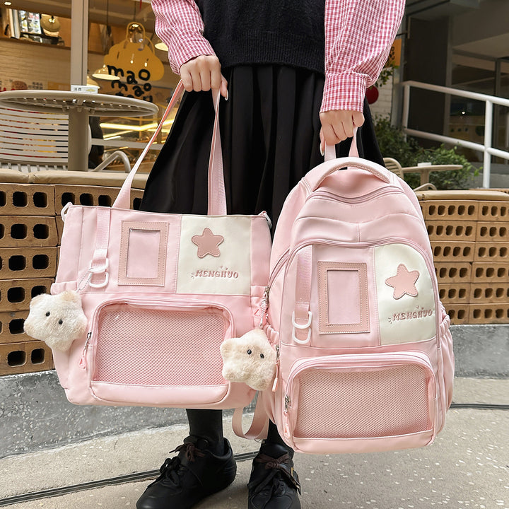 Strukturierter Casual-Rucksack mit transparentem Fach Karnz