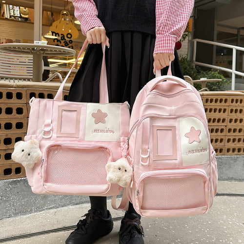 Strukturierter Casual-Rucksack mit transparentem Fach Karnz