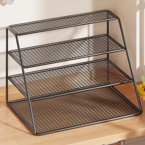 Vierstufiger Mesh-Küchenarbeitsplatten-Organizer-Rack