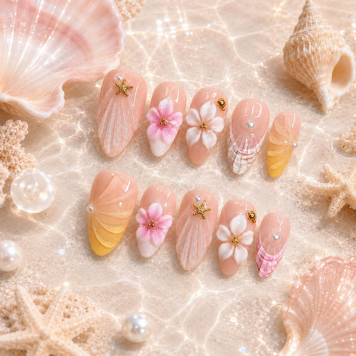 Premium Kunstnägel mit floralen Motiven Karnz