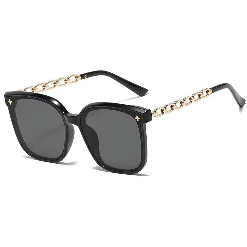 Damen extragroße Sonnenbrille mit modischem Kettenrahmen Karnz