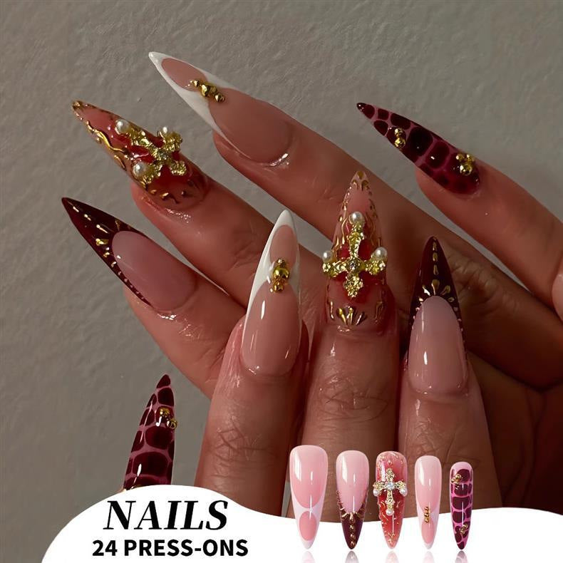 Elegantes Stiletto Press-On Nagelset Karnz