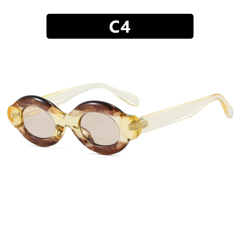 Damen Sonnenbrille im trendigen Retro-Design mit ovalen Gläsern Karnz