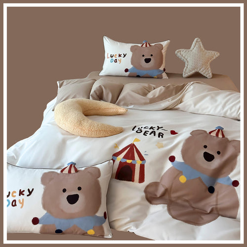 Kinder-Bettwäscheset mit niedlicher Hasen-Illustration und Wendefunktion