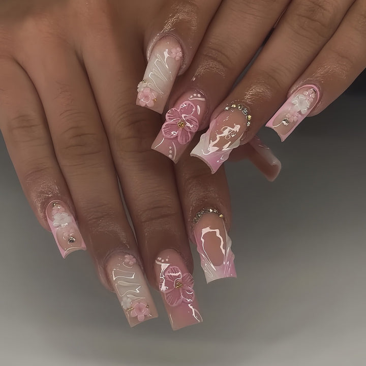 Dekorative Blumige Acryl-Nagelverzierungen Karnz