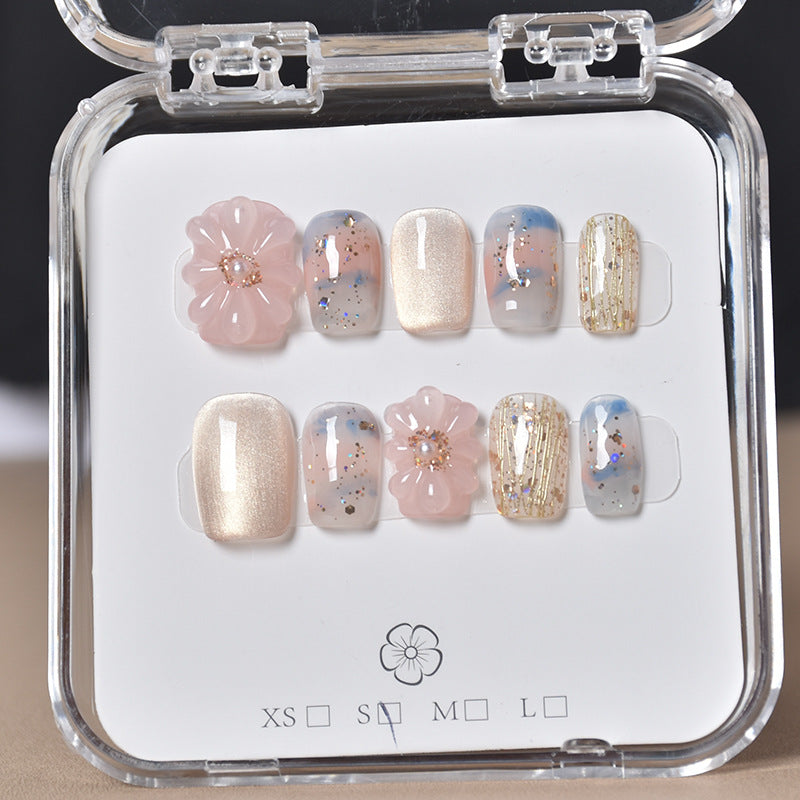 Dekorativer Floral Press-On Nagelset Karnz