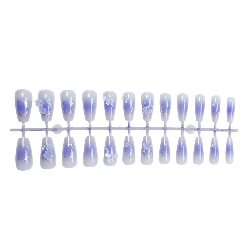 Künstlerisches Ombre Floral Press-On Nagel Set Karnz