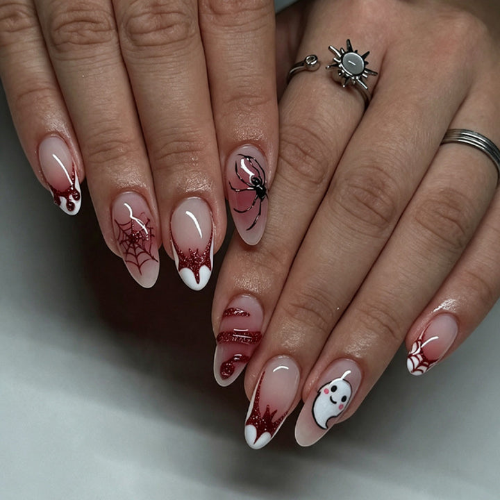 Halloween Kunstnagelset mit gruseligen Spinnen- und Gespensterdesigns Karnz