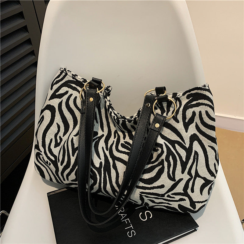Stylische Zebra-Print-Canvas-Shopper-Tasche Karnz